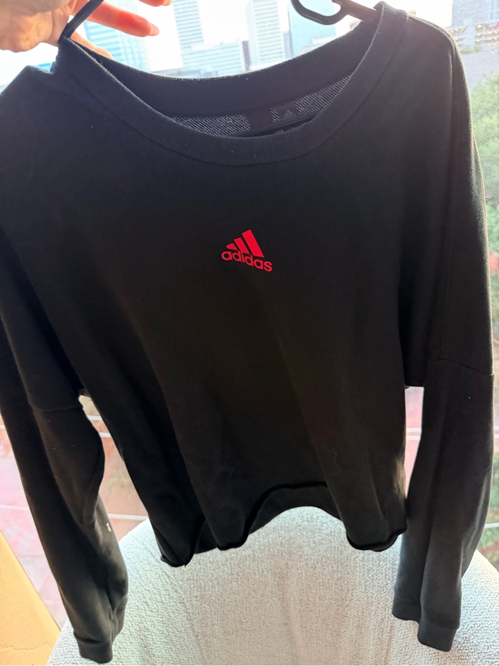 adidas Black Sweatshirt with Red Logo Center
